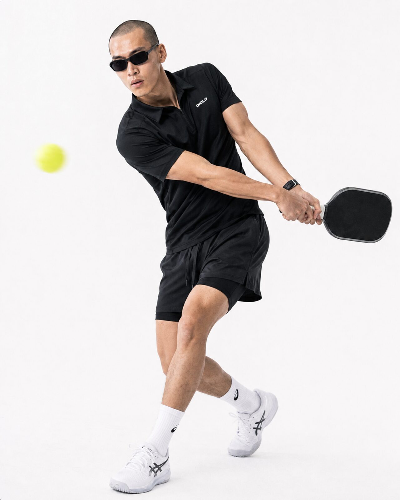 Diolo Baseline Polo in black — detail
