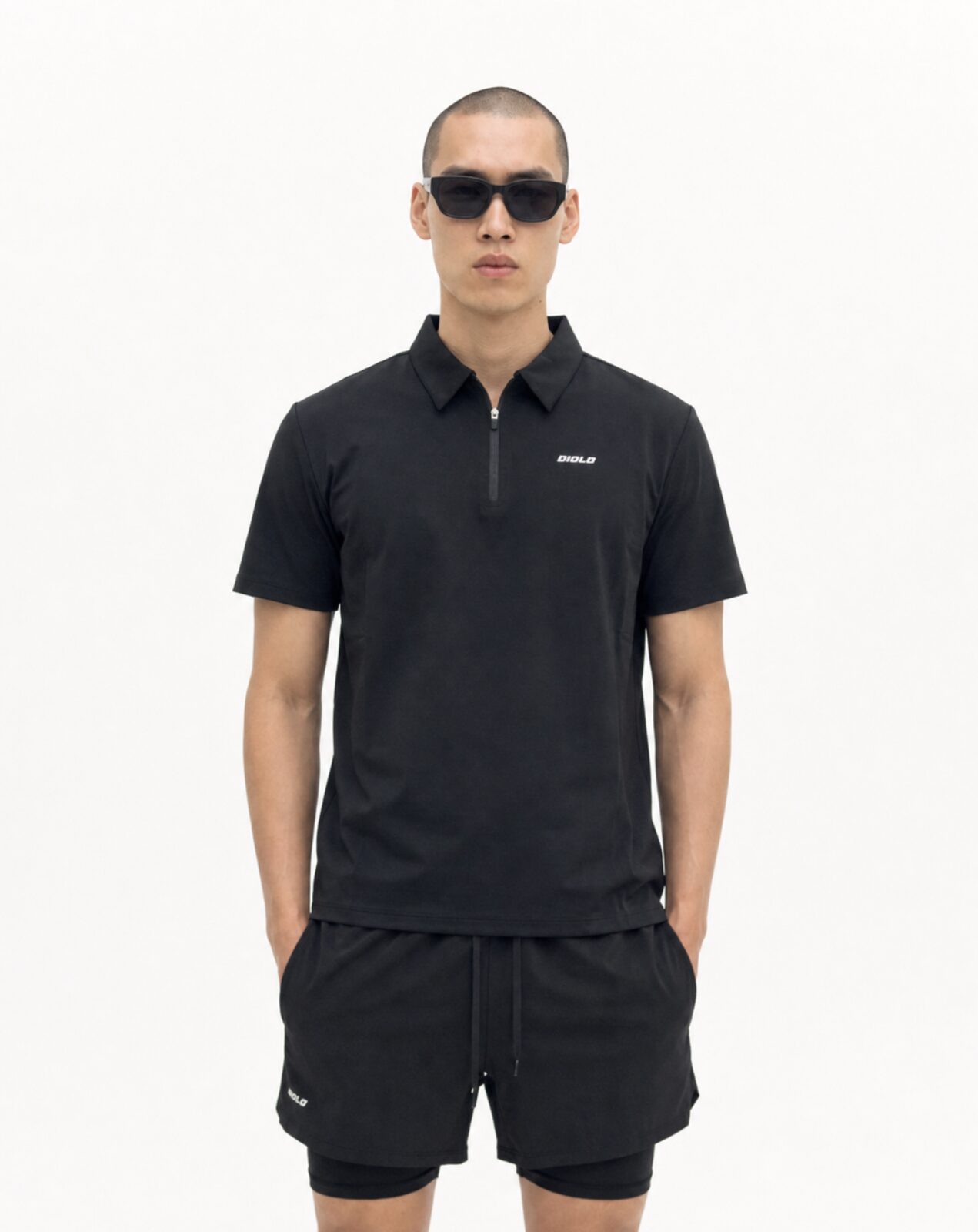 Diolo Baseline Polo in black — detail