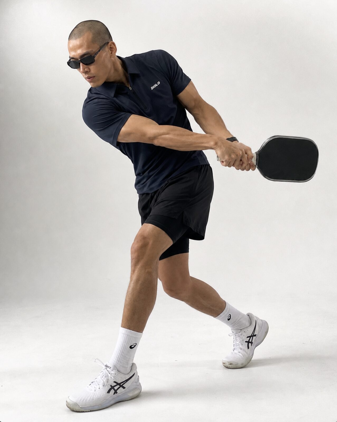Diolo Baseline Polo in navy — detail