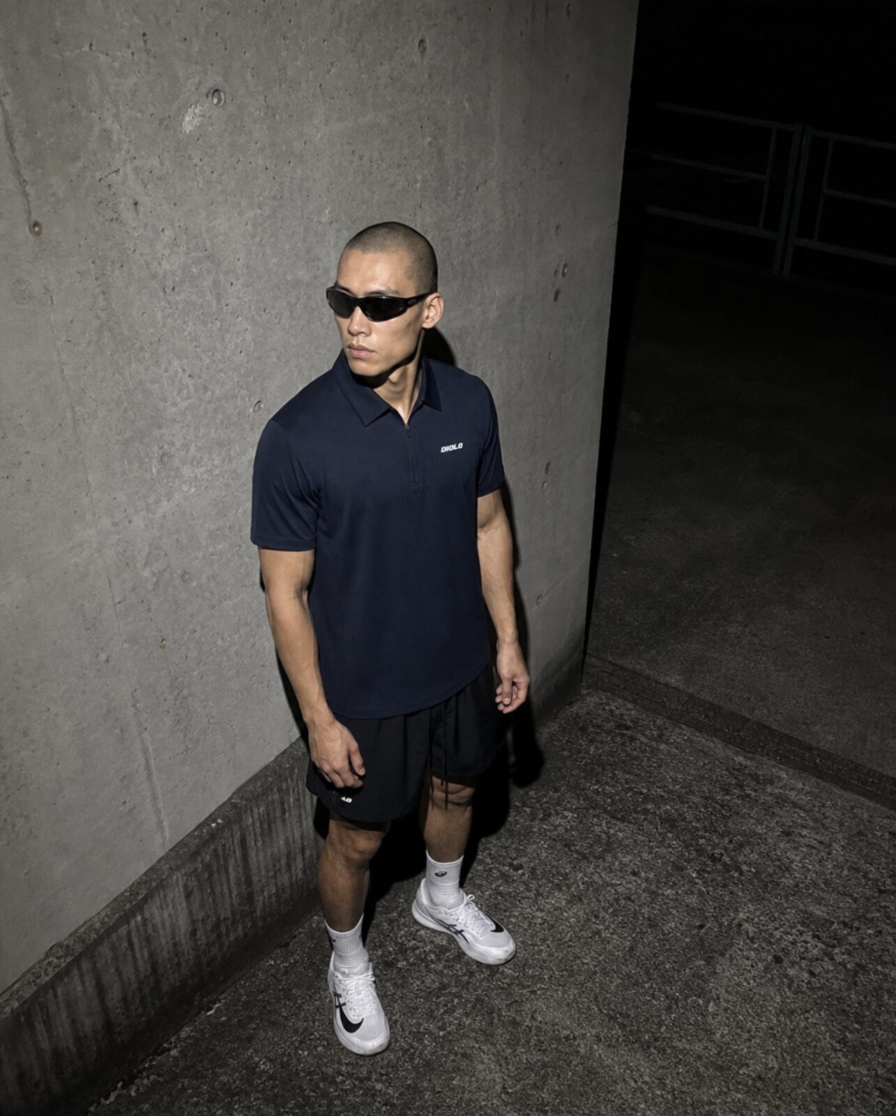 Diolo Baseline Polo in navy — detail