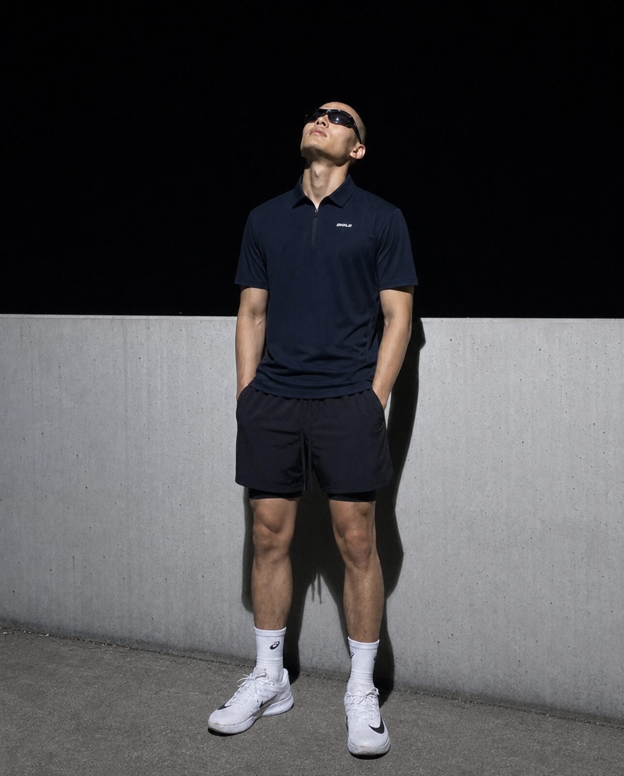 Diolo Baseline Polo in navy — detail